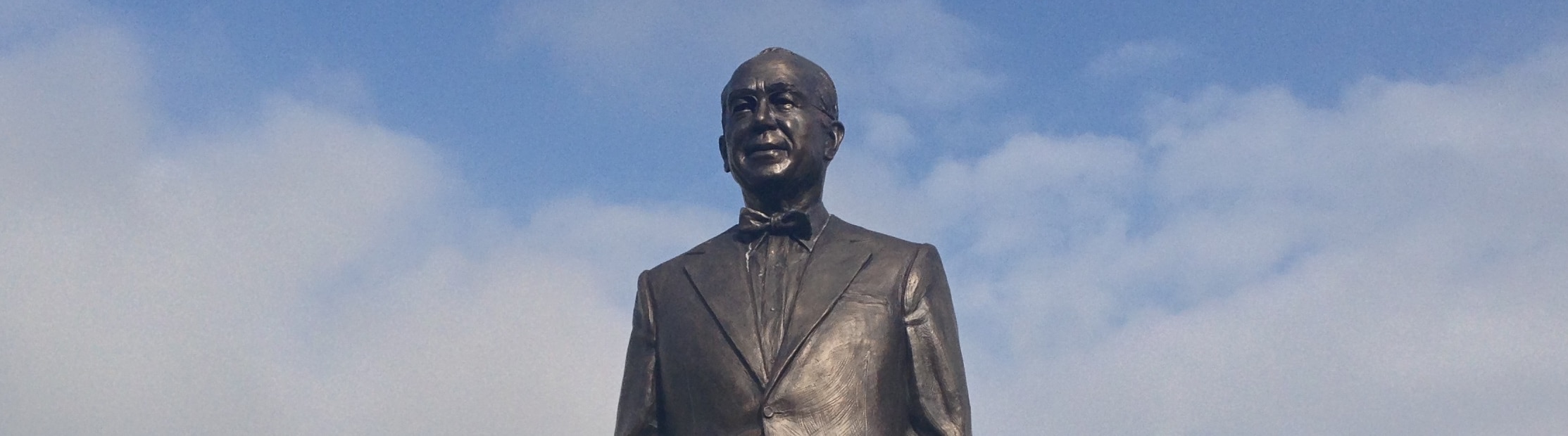 Detail of bronze sculpture of John Ruan, Sr.