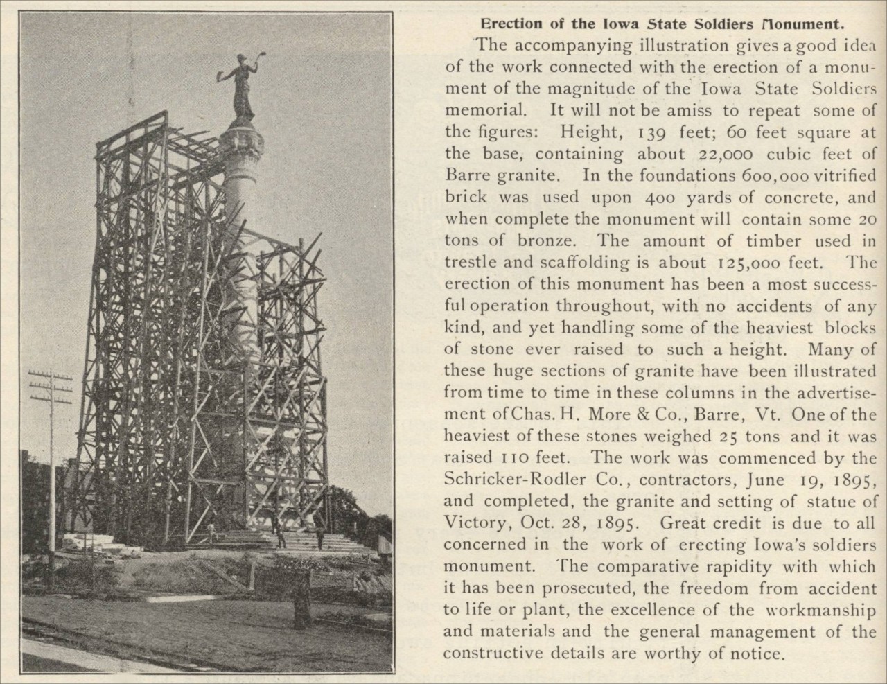 Barre, Vermont – Charles H. More & Company (Advertisement in The Monumental News, Vol. 8, No. 1, January 1896, pp. 74)