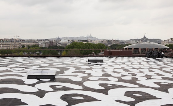The rooftop installation in Paris by the Aboriginal artist Lena Nyadbi, who is represented by the Warmun Arts Center in Western Australia. Through it, she shares an ancestral story about how diamonds were created. Photo by Cyril Zannettacci